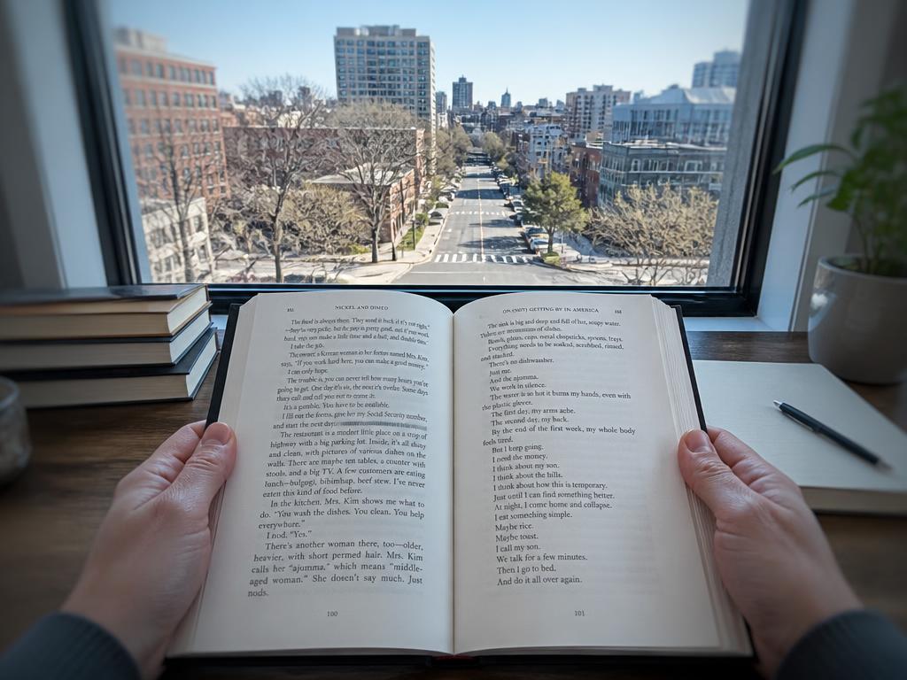 Blick durch das Brillenglas: ClearSight – nahezu vollflächig scharf – Buch und Ferne